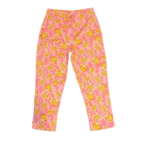 Lily Pulitzer Pants - Lilly Pulitzer Straight Leg Capris Womens 2 Bright Pink Fruit Oranges Flowers